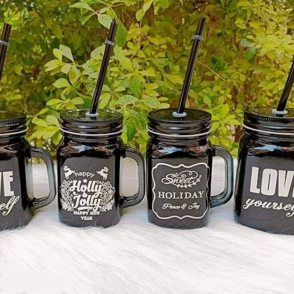 "Time to Travel" Themed Glass Mason Jar
