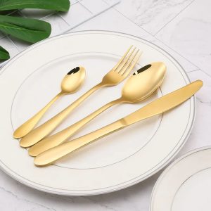 24-Piece Gold Cutlery Set with Egg-Shaped Holder