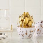 24-Piece Gold Cutlery Set with Egg-Shaped Holder