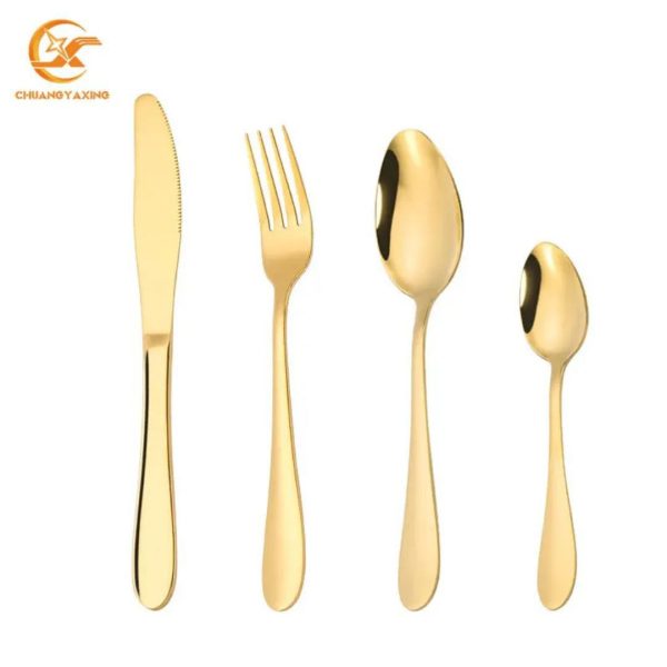 24-Piece Gold Cutlery Set with Egg-Shaped Holder