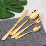 24-Piece Gold Cutlery Set with Egg-Shaped Holder