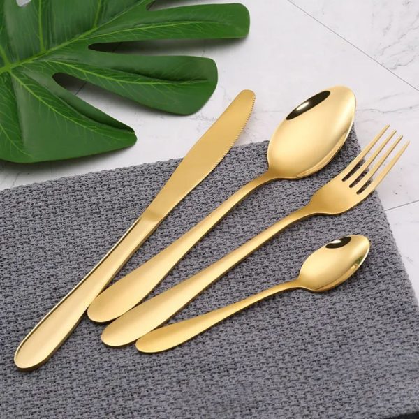 24-Piece Gold Cutlery Set with Egg-Shaped Holder