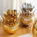 24-Piece Gold Cutlery Set with Egg-Shaped Holder