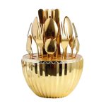 24-Piece Gold Cutlery Set with Egg-Shaped Holder