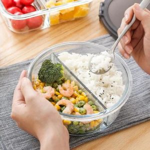 820ml Round Glass Food Container with Divider