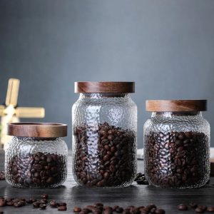 3-Piece Glass Storage Jar Set with Airtight Wooden Lids