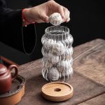 3-Piece Wavy Borosilicate Glass Storage Canister Set with Acacia Lids