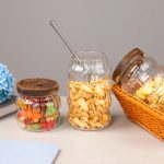 3-Piece Wavy Borosilicate Glass Storage Canister Set with Acacia Lids