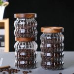 3-Piece Wavy Borosilicate Glass Storage Canister Set with Acacia Lids