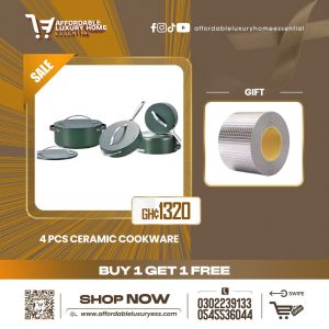 Uakeen 4-Piece Ceramic Cookware Set + Leakage Tape