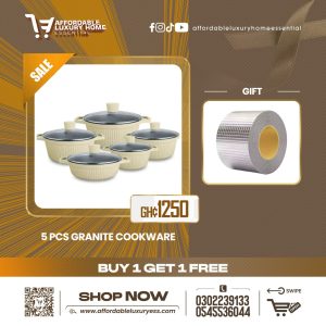 5-Piece Die-Cast Granite Cookware Set + Leakage Tape