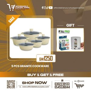 5-Piece Die-Cast Granite Cookware Set + Pill Pro