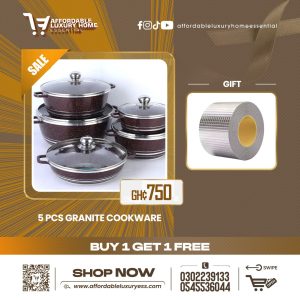 5-Piece Non-Stick Granite Cookware Set + Leakage Tape
