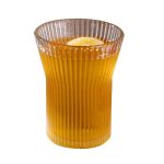 Elegant Ribbed Glass Pitcher Set with Gold Rim