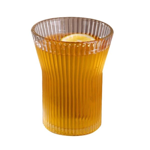 Elegant Ribbed Glass Pitcher Set with Gold Rim