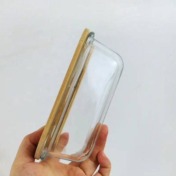 3-Piece Rectangular Glass Food Container Set with Bamboo Lids