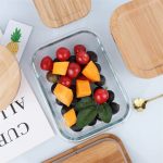 3-Piece Rectangular Glass Food Container Set with Bamboo Lids