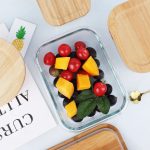 3-Piece Rectangular Glass Food Container Set with Bamboo Lids