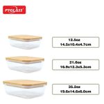 3-Piece Rectangular Glass Food Container Set with Bamboo Lids