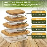 4-Piece Rectangular Glass Food Container Set with Bamboo Lids