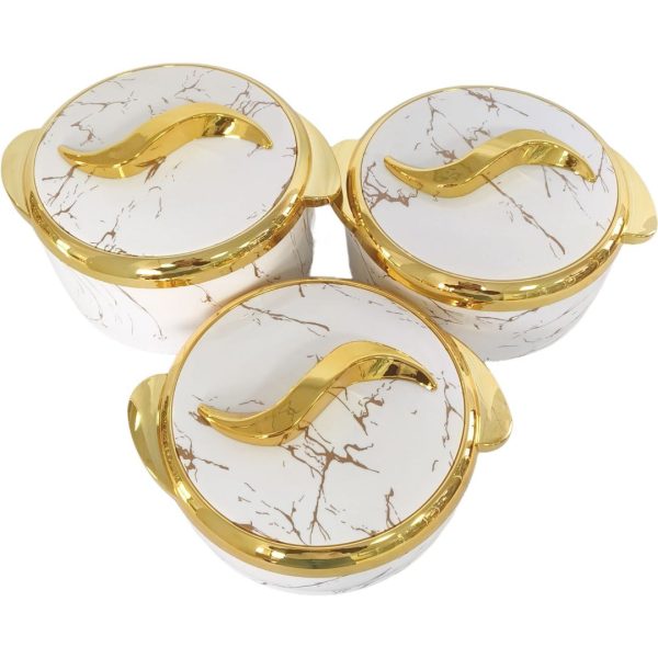 3-Piece Luxurious Marble-Patterned Food Warmer Set
