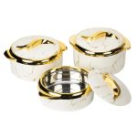 3-Piece Luxurious Marble-Patterned Food Warmer Set
