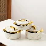 3-Piece Luxurious Marble-Patterned Food Warmer Set