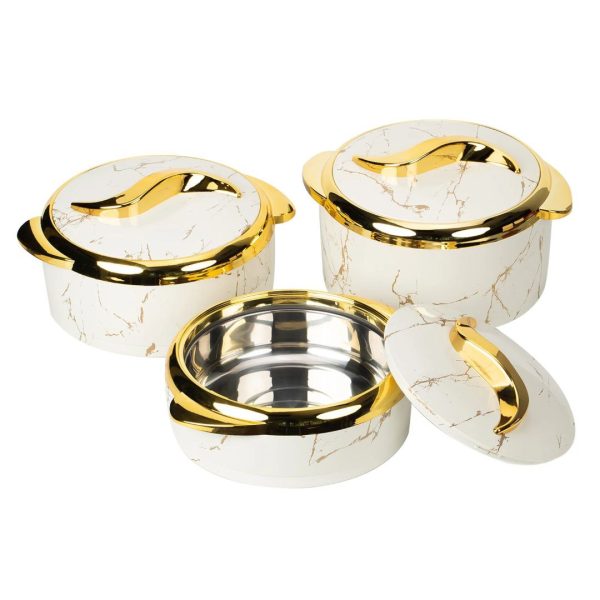 3-Piece Luxurious Marble-Patterned Food Warmer Set