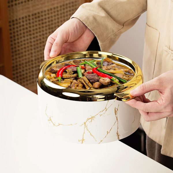 3-Piece Luxurious Marble-Patterned Food Warmer Set