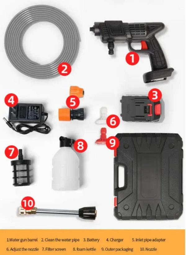 24V Cordless Portable Car Washer with Lithium Battery