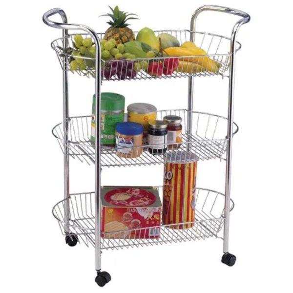 3-Tier Metal Utility Cart with Wheels