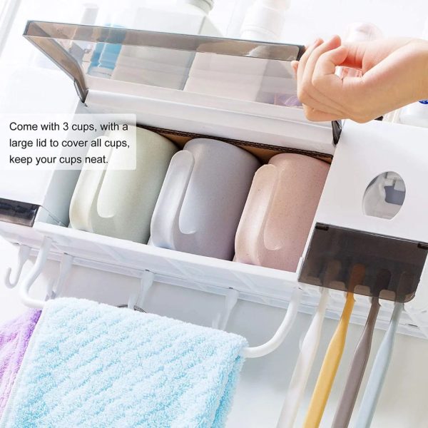 Multifunctional Wall-Mounted Toothbrush Holder with Automatic Toothpaste Dispenser