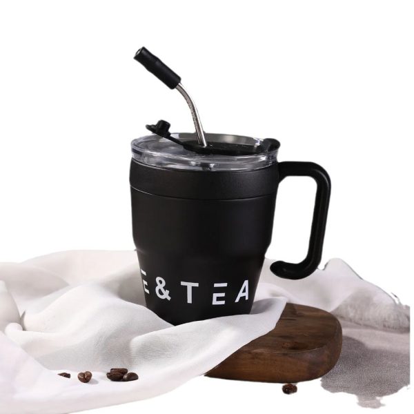 480ml Insulated Stainless Steel Coffee Mug with Straw