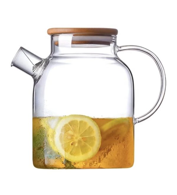 Heat-Resistant Borosilicate Glass Teapot with Wooden Lid
