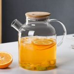 Heat-Resistant Borosilicate Glass Teapot with Wooden Lid