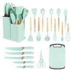 Comprehensive Silicone Kitchen Utensil and Knife Set with Holder