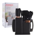 Comprehensive Silicone Kitchen Utensil and Knife Set with Holder
