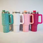 40 oz Rhinestone Studded Insulated Tumbler with Handle