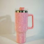 40 oz Rhinestone Studded Insulated Tumbler with Handle