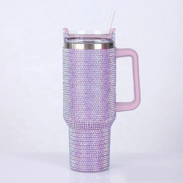 40 oz Rhinestone Studded Insulated Tumbler with Handle