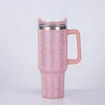 40 oz Rhinestone Studded Insulated Tumbler with Handle