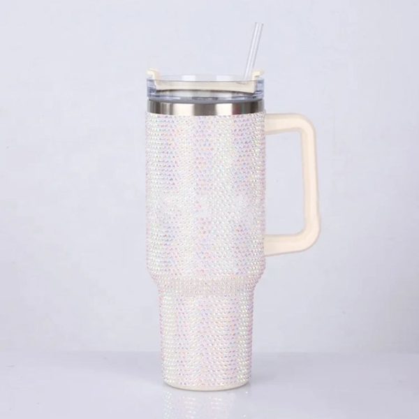 40 oz Rhinestone Studded Insulated Tumbler with Handle
