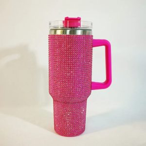 40 oz Rhinestone Studded Insulated Tumbler with Handle