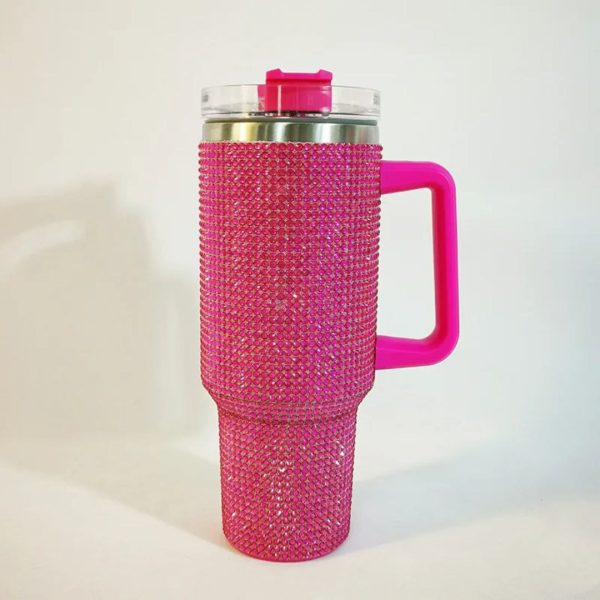 40 oz Rhinestone Studded Insulated Tumbler with Handle