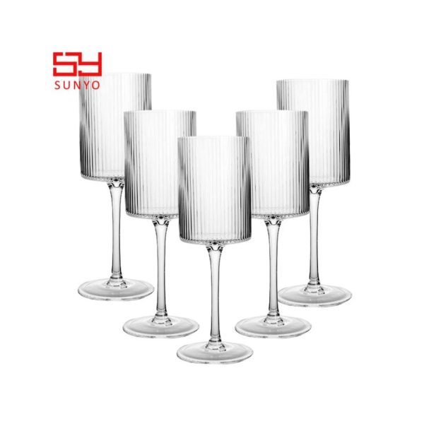 Sunyo Ribbed Fluted Wine Glasses