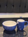 2-Piece Blue Ceramic Bowl and Mug Set