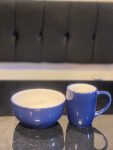 2-Piece Blue Ceramic Bowl and Mug Set