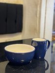 2-Piece Blue Ceramic Bowl and Mug Set