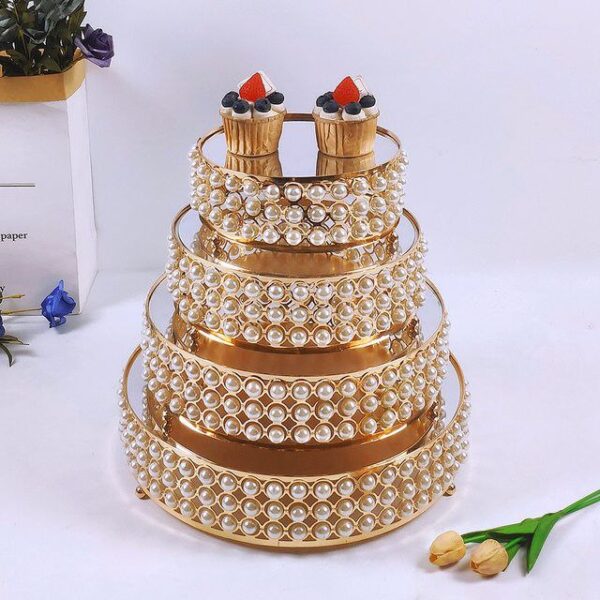 4 Pcs Riser / Gold Tiered Cake Stand Set