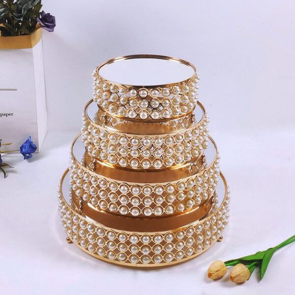 4 Pcs Riser / Gold Tiered Cake Stand Set